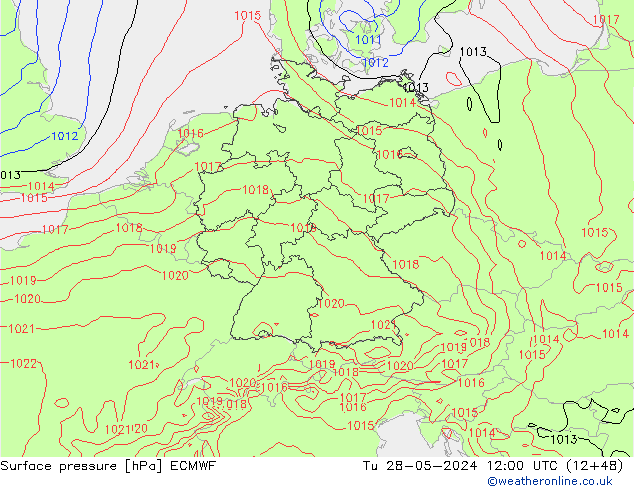 Surface pressure ECMWF Tu 28.05.2024 12 UTC