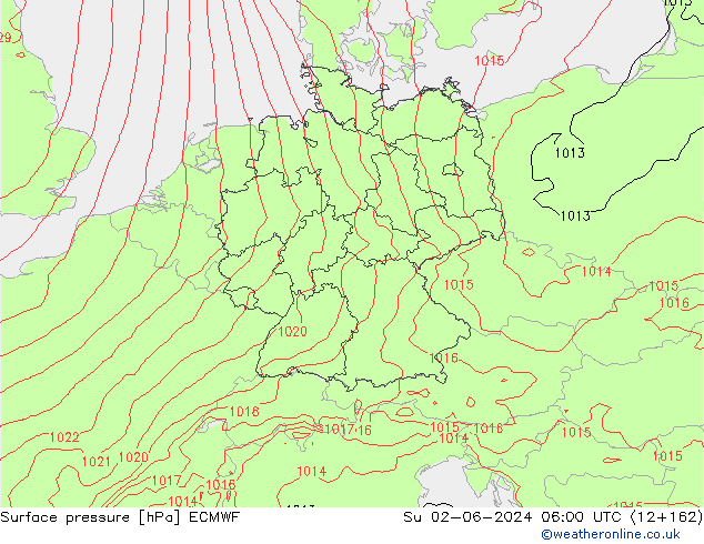 Pressione al suolo ECMWF dom 02.06.2024 06 UTC