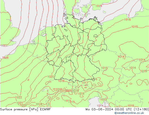 pressão do solo ECMWF Seg 03.06.2024 00 UTC