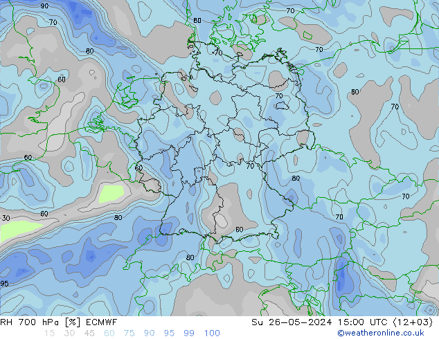 RH 700 hPa ECMWF Su 26.05.2024 15 UTC