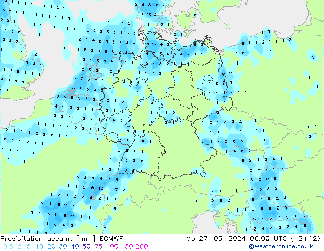 Precipitation accum. ECMWF Po 27.05.2024 00 UTC