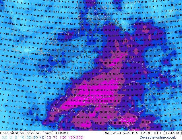 Toplam Yağış ECMWF Çar 05.06.2024 12 UTC