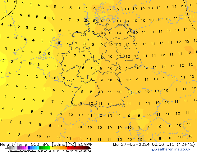 Z500/Rain (+SLP)/Z850 ECMWF Mo 27.05.2024 00 UTC