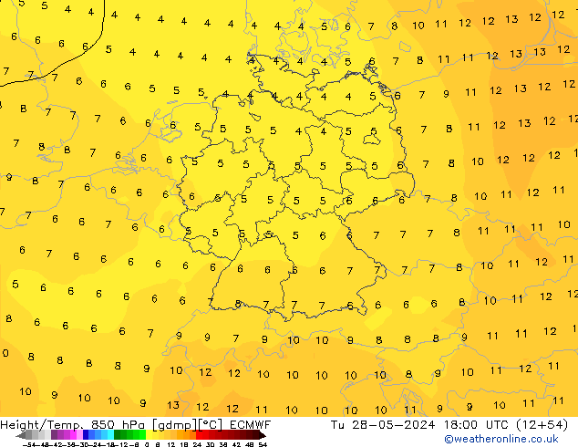 Z500/Rain (+SLP)/Z850 ECMWF Tu 28.05.2024 18 UTC