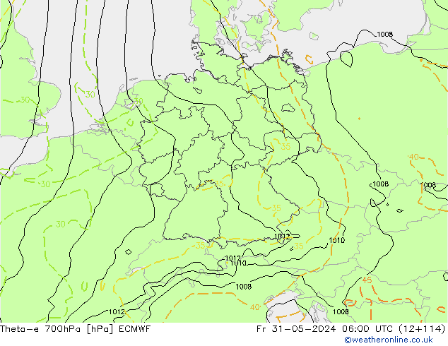 Theta-e 700hPa ECMWF pt. 31.05.2024 06 UTC