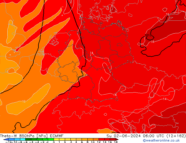 Theta-W 850hPa ECMWF Paz 02.06.2024 06 UTC