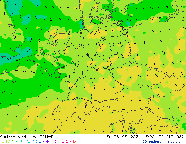 Bodenwind ECMWF So 26.05.2024 15 UTC