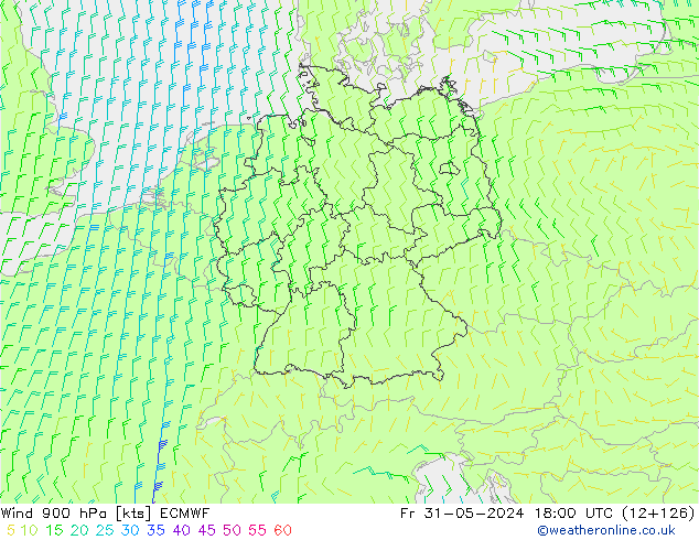 Wind 900 hPa ECMWF Pá 31.05.2024 18 UTC