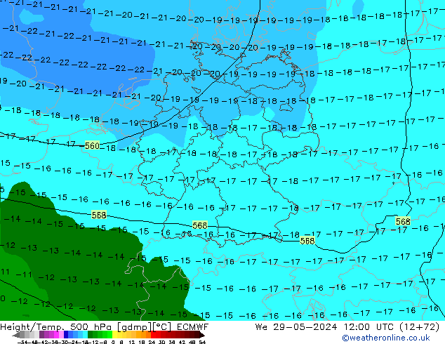 Z500/Rain (+SLP)/Z850 ECMWF We 29.05.2024 12 UTC