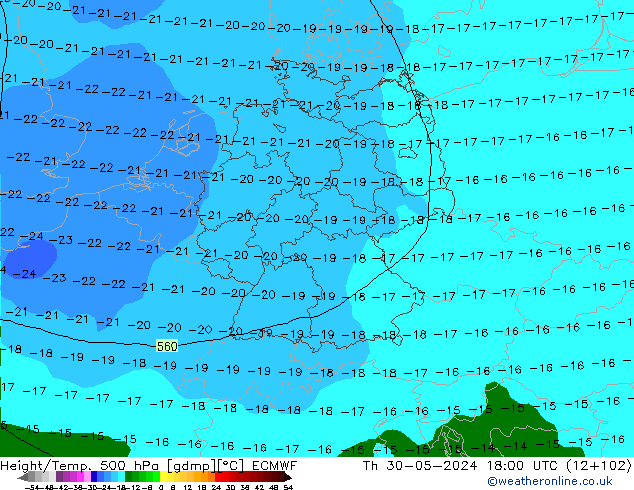 Z500/Yağmur (+YB)/Z850 ECMWF Per 30.05.2024 18 UTC