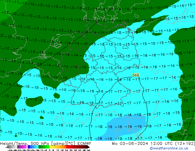 Z500/Rain (+SLP)/Z850 ECMWF lun 03.06.2024 12 UTC