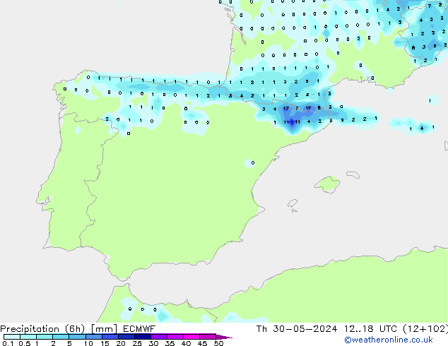 Z500/Rain (+SLP)/Z850 ECMWF Th 30.05.2024 18 UTC