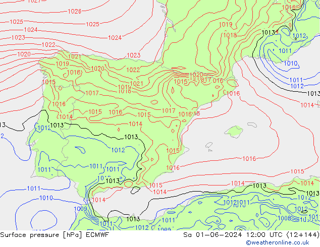 Luchtdruk (Grond) ECMWF za 01.06.2024 12 UTC
