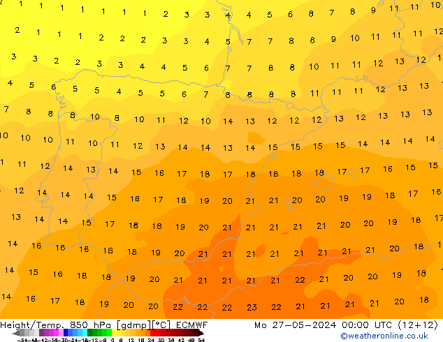 Z500/Rain (+SLP)/Z850 ECMWF пн 27.05.2024 00 UTC