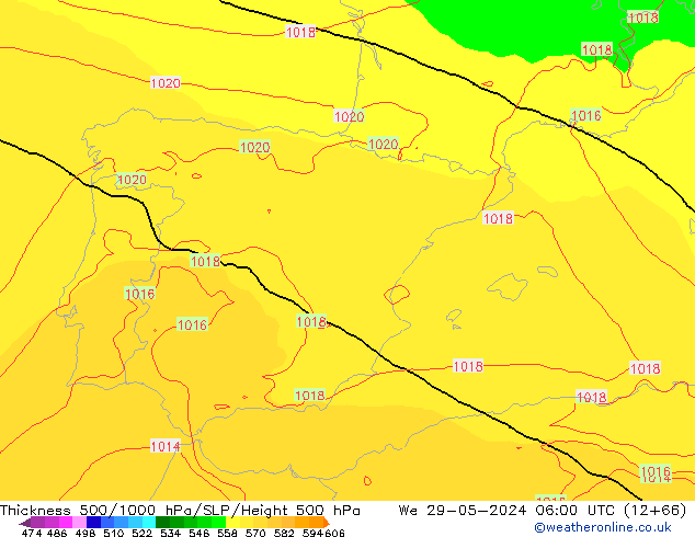 Thck 500-1000hPa ECMWF mer 29.05.2024 06 UTC