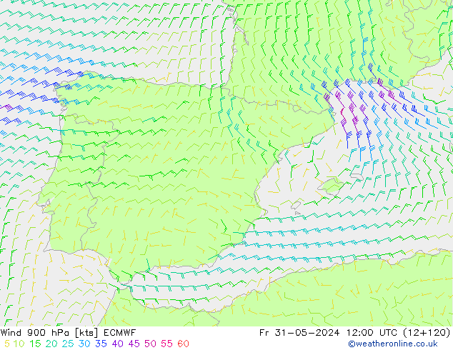 Viento 900 hPa ECMWF vie 31.05.2024 12 UTC