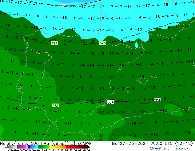 Z500/Rain (+SLP)/Z850 ECMWF пн 27.05.2024 00 UTC