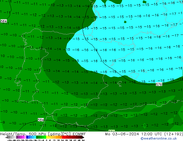 Z500/Rain (+SLP)/Z850 ECMWF lun 03.06.2024 12 UTC