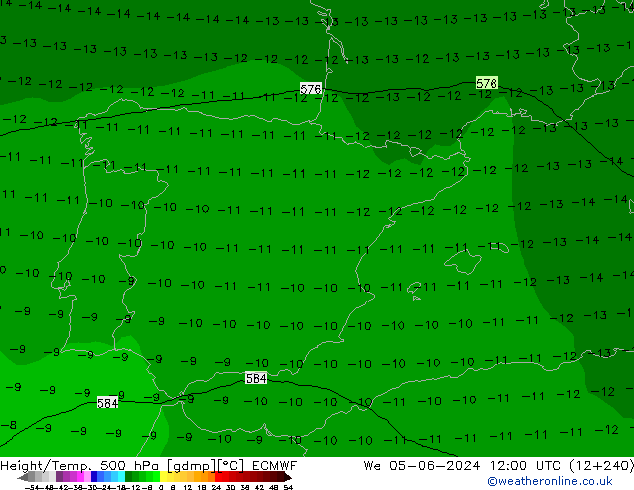 Geop./Temp. 500 hPa ECMWF mié 05.06.2024 12 UTC