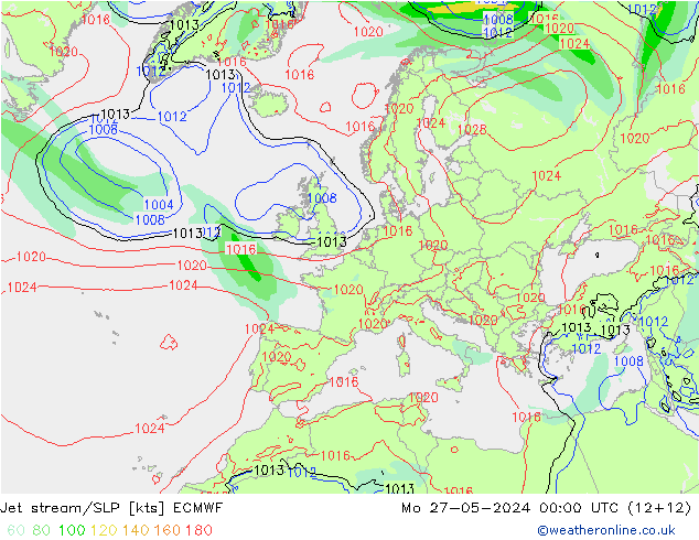 Polarjet/Bodendruck ECMWF Mo 27.05.2024 00 UTC