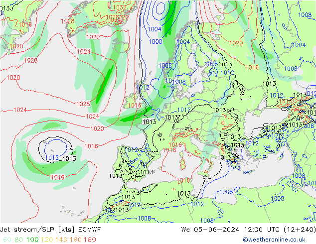 Polarjet/Bodendruck ECMWF Mi 05.06.2024 12 UTC