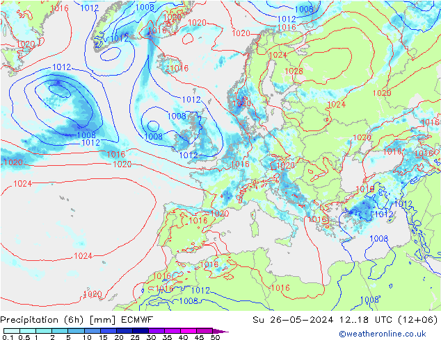 Z500/Rain (+SLP)/Z850 ECMWF 星期日 26.05.2024 18 UTC