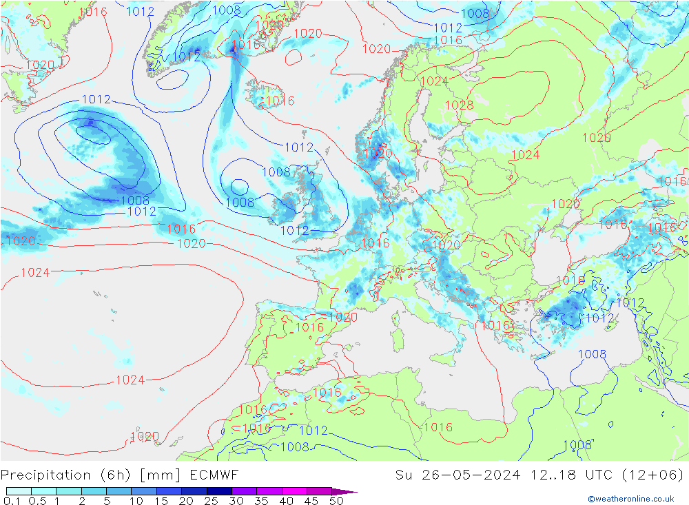 Z500/Rain (+SLP)/Z850 ECMWF nie. 26.05.2024 18 UTC