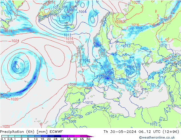 Z500/Yağmur (+YB)/Z850 ECMWF Per 30.05.2024 12 UTC