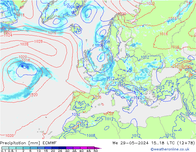 Neerslag ECMWF wo 29.05.2024 18 UTC