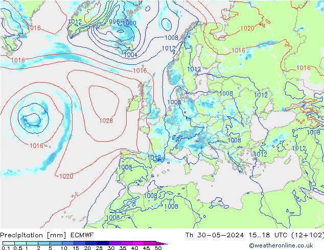precipitação ECMWF Qui 30.05.2024 18 UTC