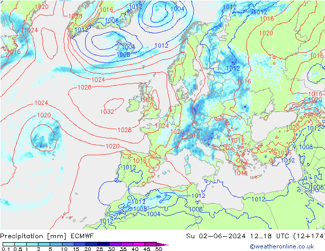 Precipitation ECMWF Su 02.06.2024 18 UTC