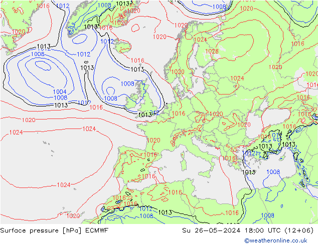 Yer basıncı ECMWF Paz 26.05.2024 18 UTC