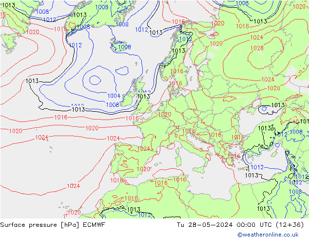 Pressione al suolo ECMWF mar 28.05.2024 00 UTC