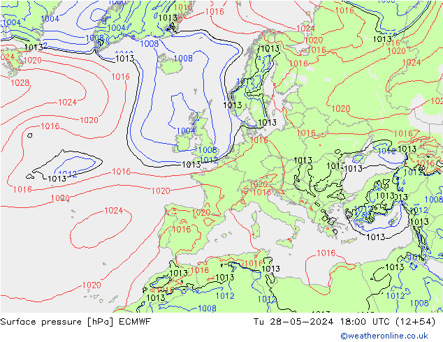 приземное давление ECMWF вт 28.05.2024 18 UTC