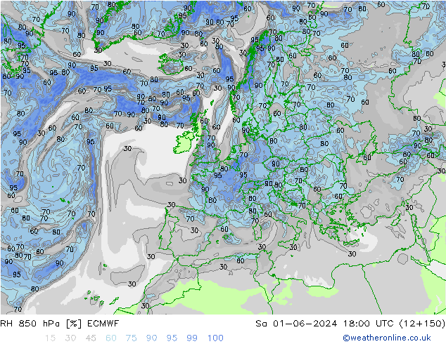 RH 850 hPa ECMWF Sa 01.06.2024 18 UTC