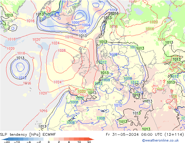 Drucktendenz ECMWF Fr 31.05.2024 06 UTC