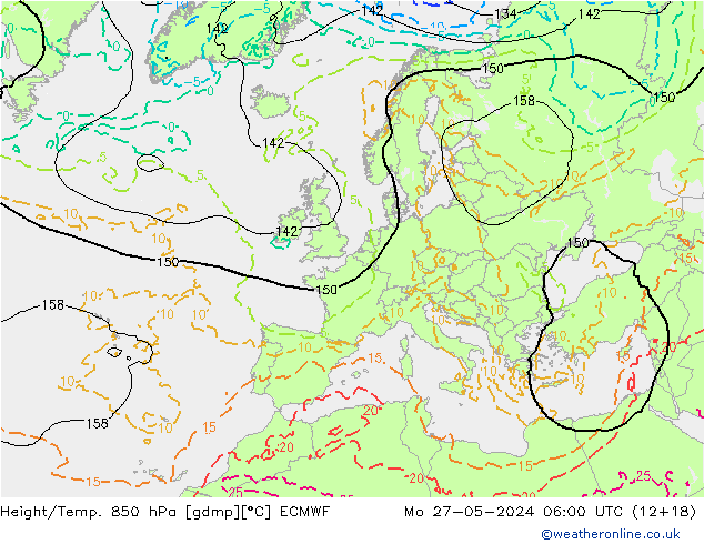 Z500/Rain (+SLP)/Z850 ECMWF pon. 27.05.2024 06 UTC