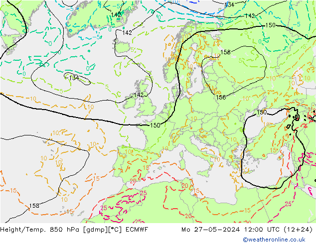 Height/Temp. 850 hPa ECMWF Seg 27.05.2024 12 UTC