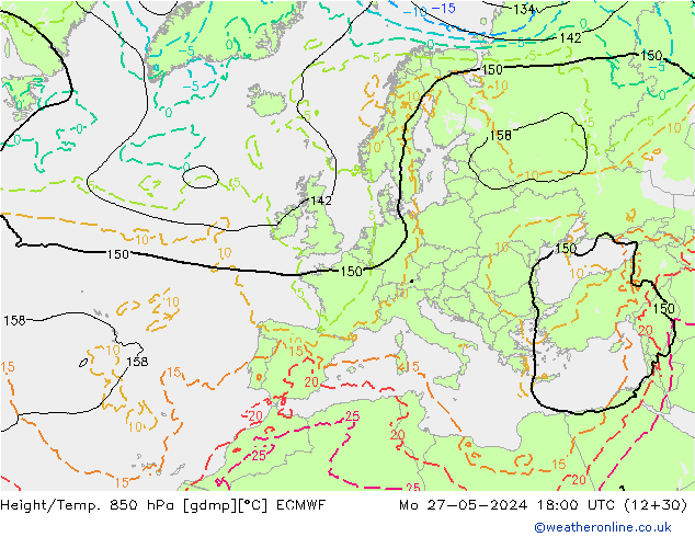 Z500/Rain (+SLP)/Z850 ECMWF Mo 27.05.2024 18 UTC