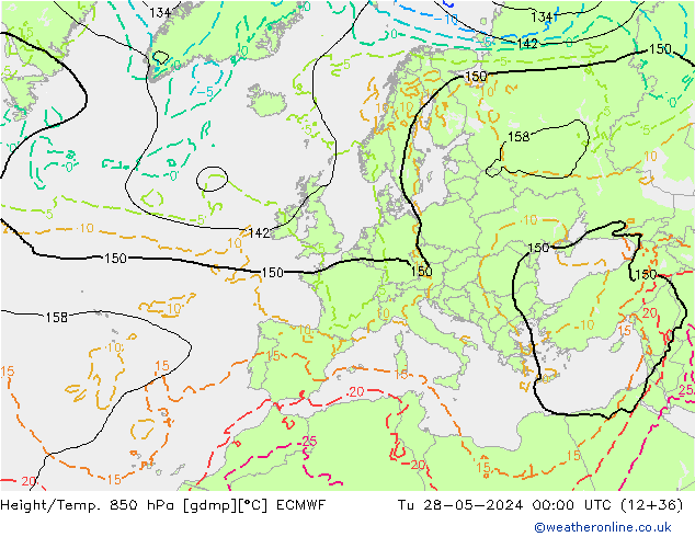 Z500/Rain (+SLP)/Z850 ECMWF Út 28.05.2024 00 UTC