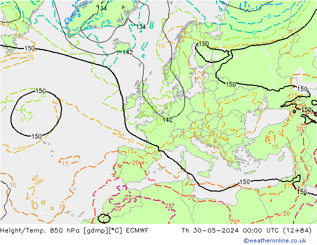 Z500/Rain (+SLP)/Z850 ECMWF Do 30.05.2024 00 UTC