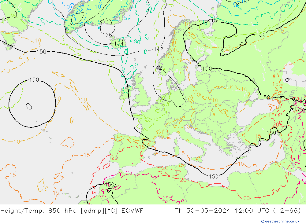 Z500/Rain (+SLP)/Z850 ECMWF Do 30.05.2024 12 UTC