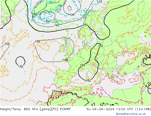 Z500/Rain (+SLP)/Z850 ECMWF dim 02.06.2024 12 UTC