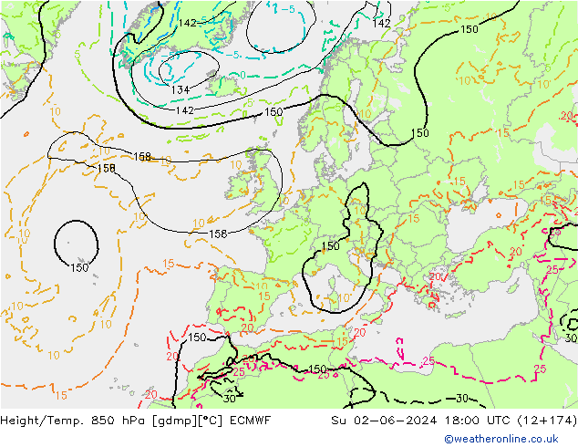 Z500/Rain (+SLP)/Z850 ECMWF Su 02.06.2024 18 UTC