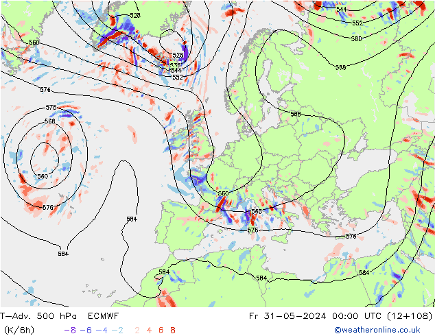 T-Adv. 500 hPa ECMWF  31.05.2024 00 UTC