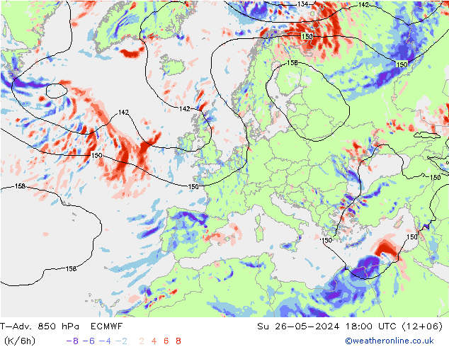 T-Adv. 850 hPa ECMWF  26.05.2024 18 UTC