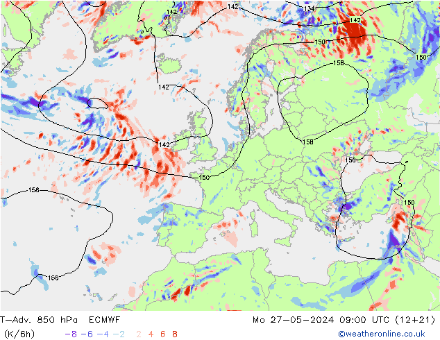 T-Adv. 850 hPa ECMWF 星期一 27.05.2024 09 UTC