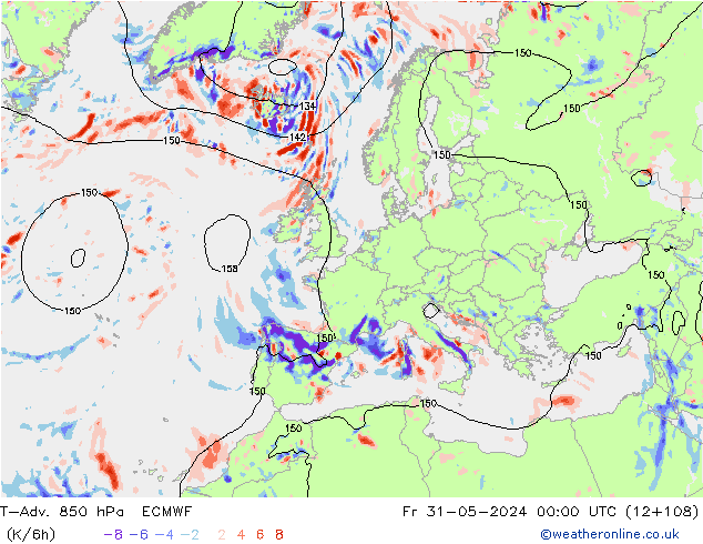 T-Adv. 850 hPa ECMWF  31.05.2024 00 UTC