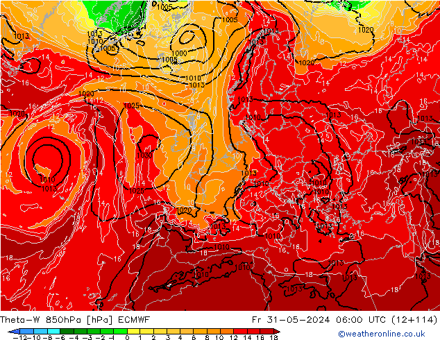 Theta-W 850hPa ECMWF ven 31.05.2024 06 UTC