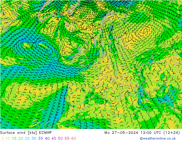 Surface wind ECMWF Mo 27.05.2024 12 UTC